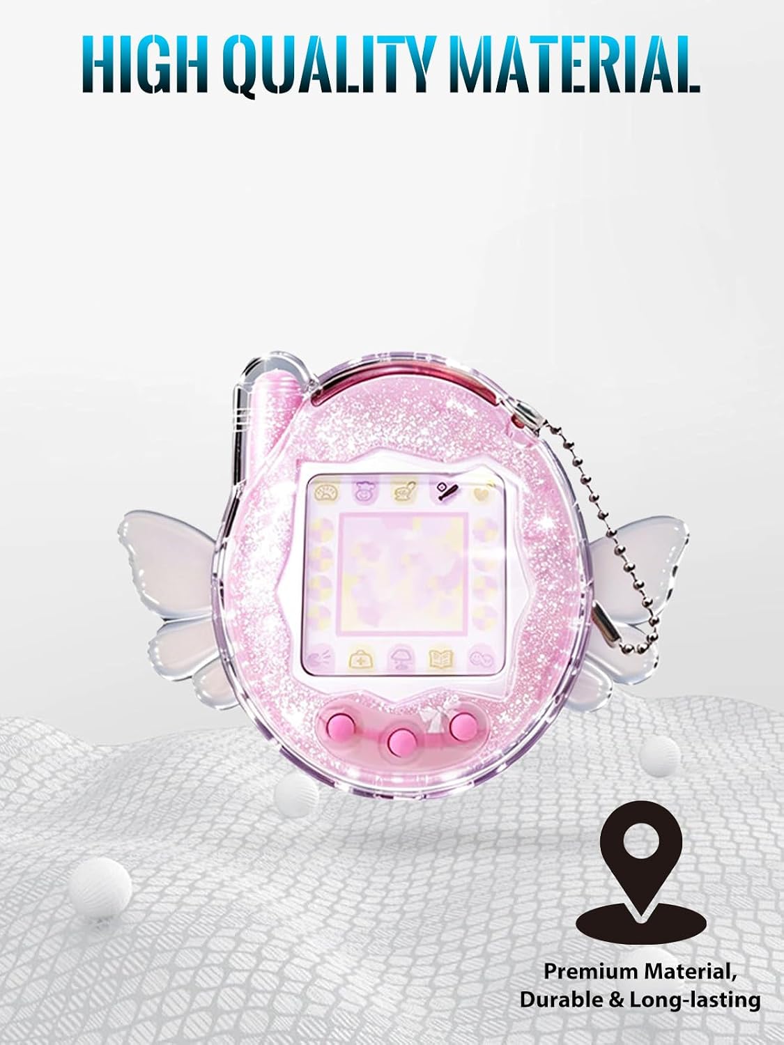 Hard PC Protective Case for Tamagotchi Connection V3, Shockproof Hard Shell Cover, Anti-Scratch Drop Protection Bumper Case for Tamagotchi Connection V3 Virtual Pet, Glitter Clear-Angel