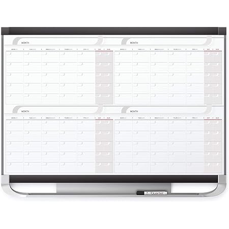Quartet Dry Erase Calendar Board, Magnetic Whiteboard Planner, 3' x 2', 4 Months, Total Erase Surface, Prestige 2 (4MCP23P2)