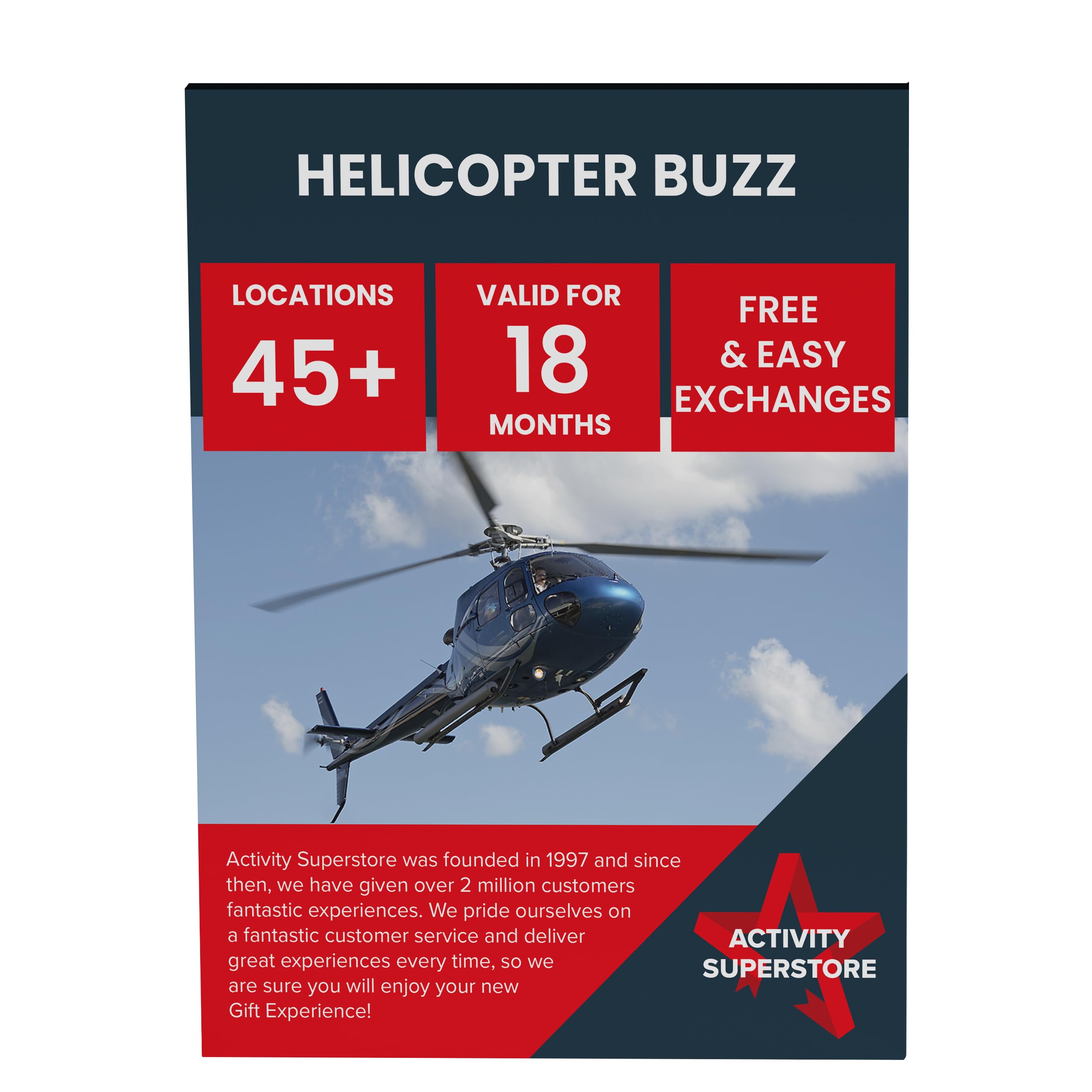Activity Superstore Helicopter Buzz Experience Day Gift Voucher, Available at 40+ UK Locations Nationwide, Helicopter Rides, Flying Experience, Birthday Gifts