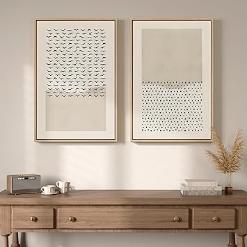 Framed Minimalist Christian Wall Art, Set of 2 Neutral Beige Biblical Prints, Abstract Artwork Decor for Living Room, Bedroom, Office, Prayer Room Decor, 16x24 Inch
