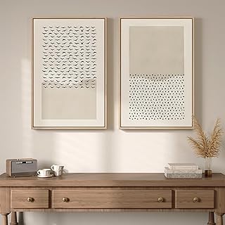 Framed Minimalist Christian Wall Art, Set of 2 Neutral Beige Biblical Pr...