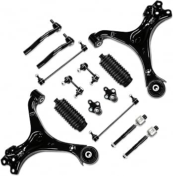 12 Pcs Front Suspension Kit Fit For Honda Civic 2012 2013 2014 2015, Front Control Arm w/Ball Joint Sway Bar End Link Tie Rod Repalcement For MS601100 MS601101