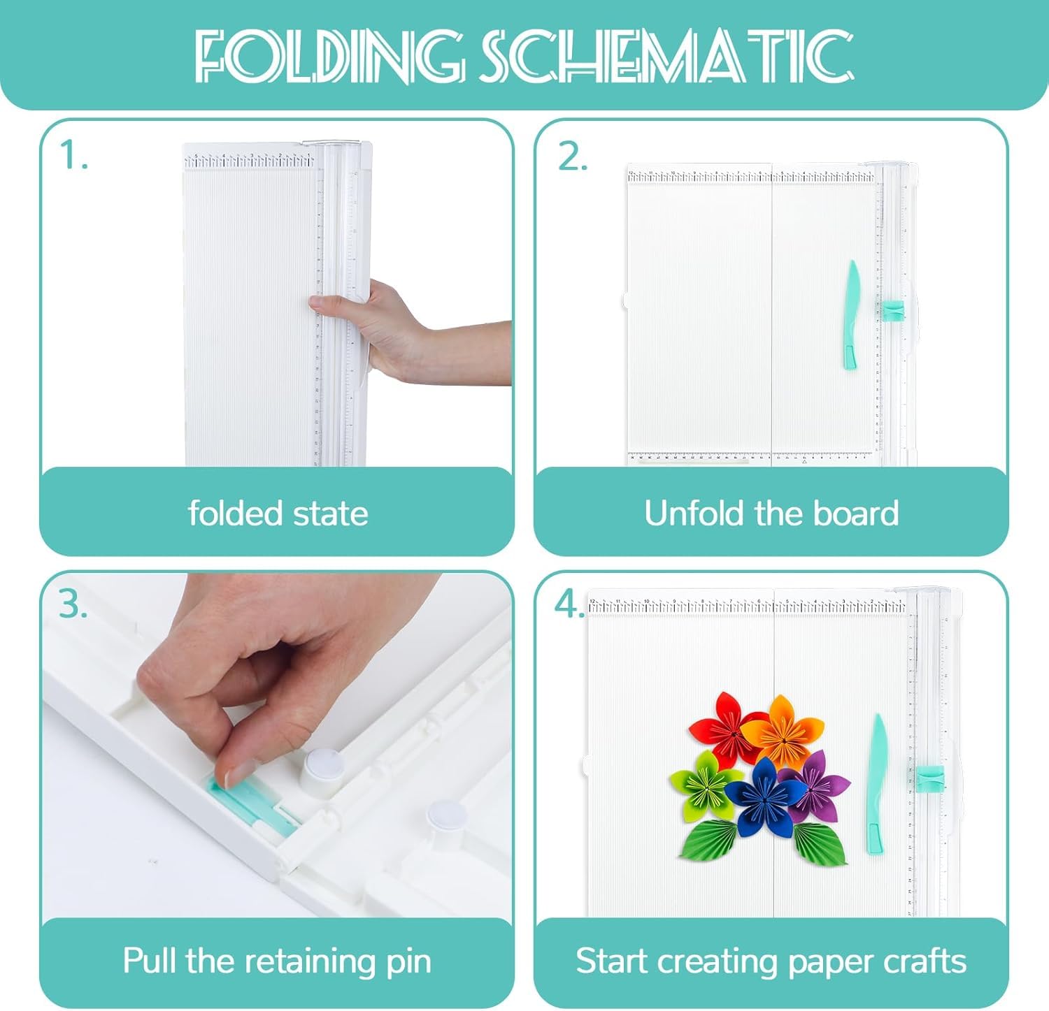 Craft Paper Trimmer & Scoring Board - 12.2x12.2 Inch Foldable Cutter for Scrapbooking Card Making, Photo Albums - Image 2