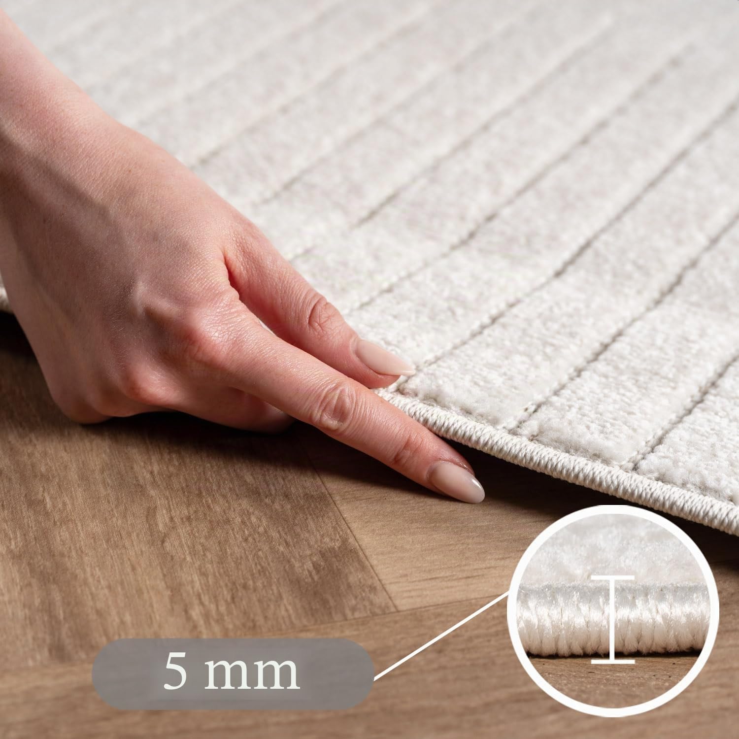 SIMPEX Tappeto 240x340 cm XL Crema, Pelo Corto con Effetto 3D Alto-Basso, Motivo Boho Scandinavo, per Interni o Esterni
