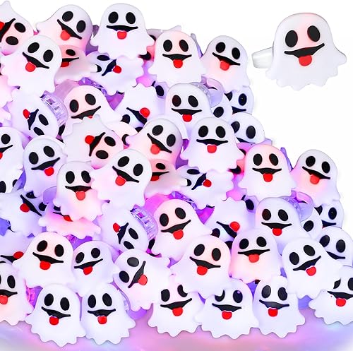 Miniatura 1 de 50 anillos LED intermitentes iluminados con luces de gelatina, coloridos anillos brillantes para fiestas, juegos de clase, premios, Halloween, San