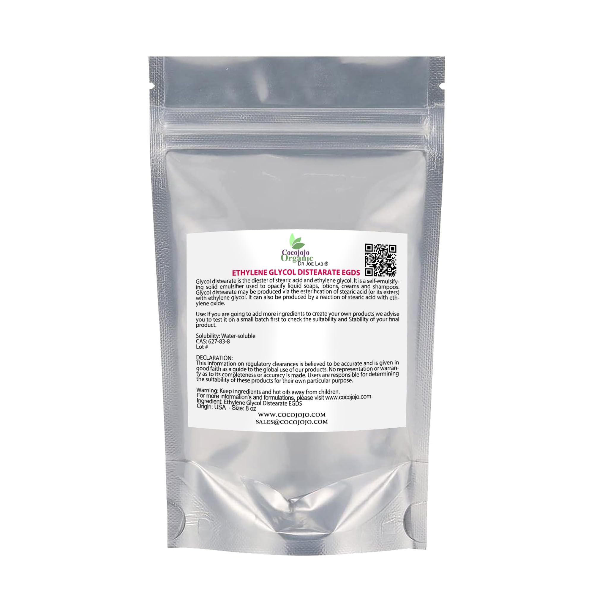 cocojojo - Ethylene Glycol Distearate EGDS - Pearly Emulsifying Material - 8 oz