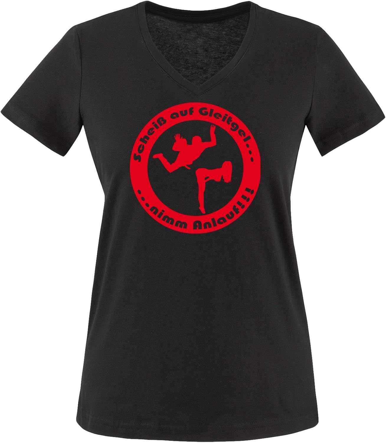 Scheiß auf Gleitgel.. nimm Anlauf ! - Einfarbig - Damen V-Neck T-Shirt