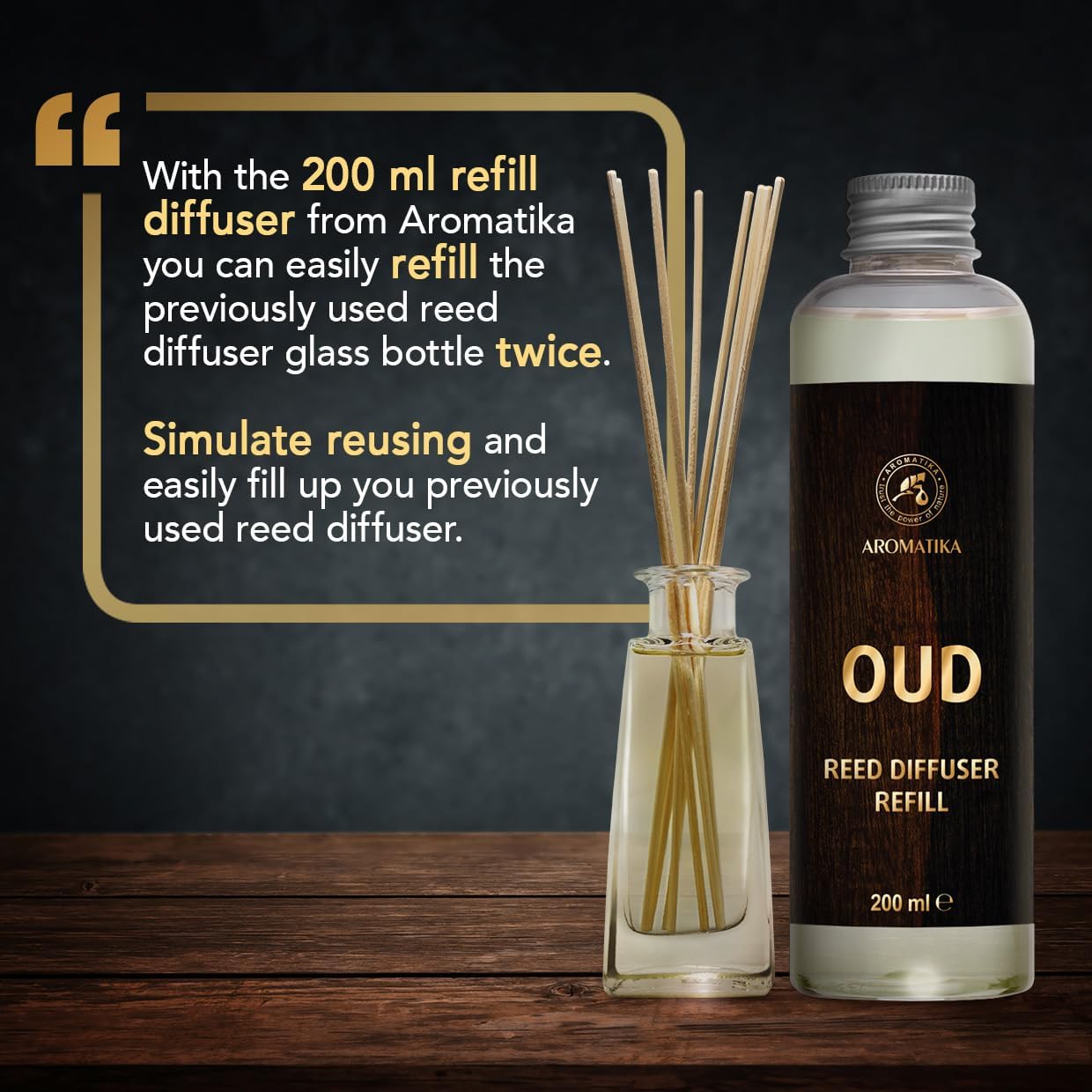 Oud Refill Reed Diffuser 6.8 Fl Oz - Room Diffuser Refill - Home Fragrance - Room Freshener - Fresh and Long Lasting Fragrance