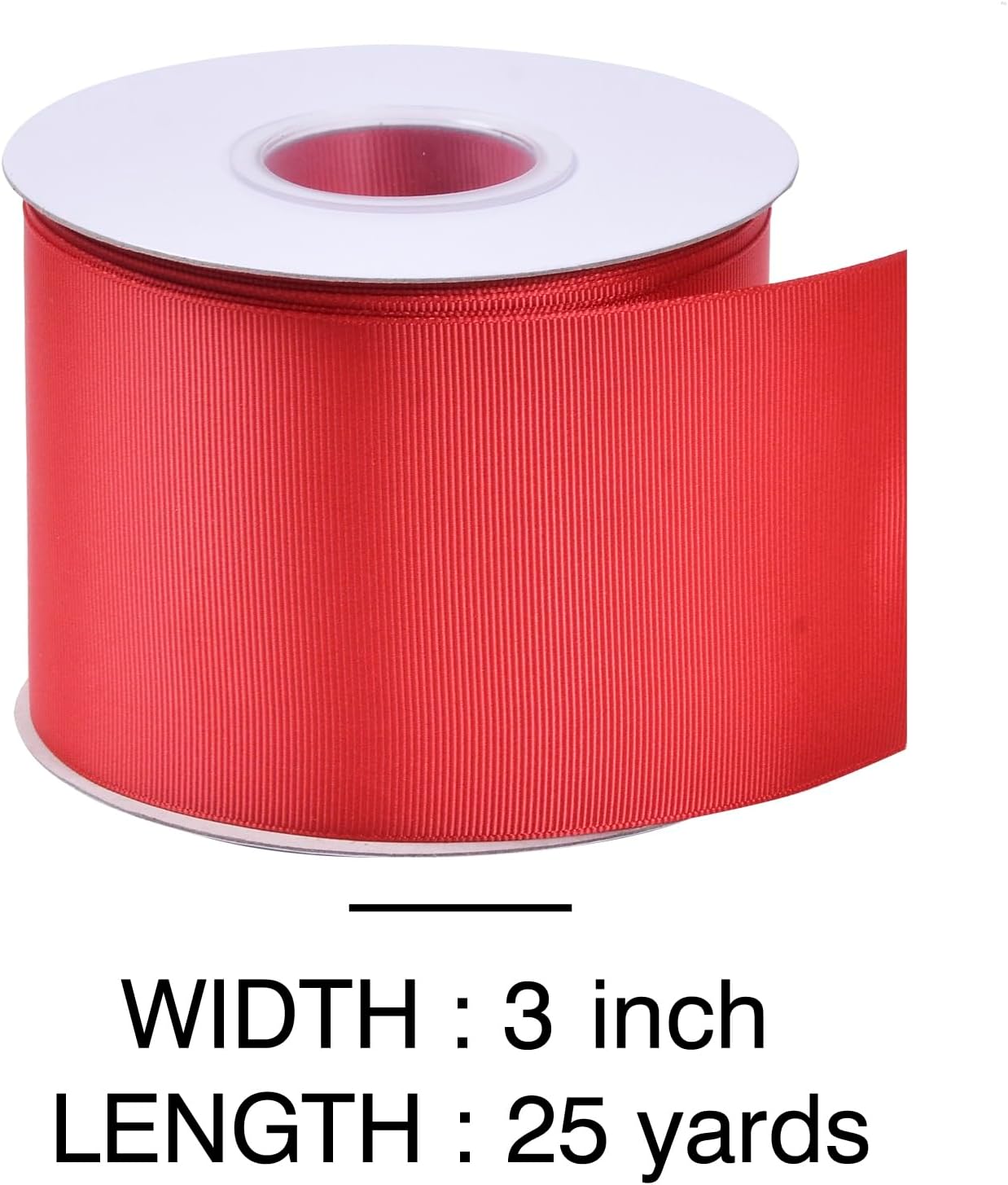 Ribest Red Grosgrain Ribbon, 3 Inch 25 Yard Ribbon for Crafts Gift Wrapping Bows Wedding Party Decoration Bouquet