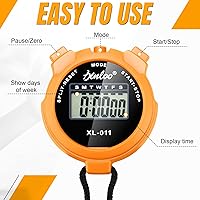 Vista 3 de TOODOO Paquete de 12 cronómetros digitales multifunción, cronómetro deportivo a granel con cordón, pantalla de plástico, impermeable, fecha, hora
