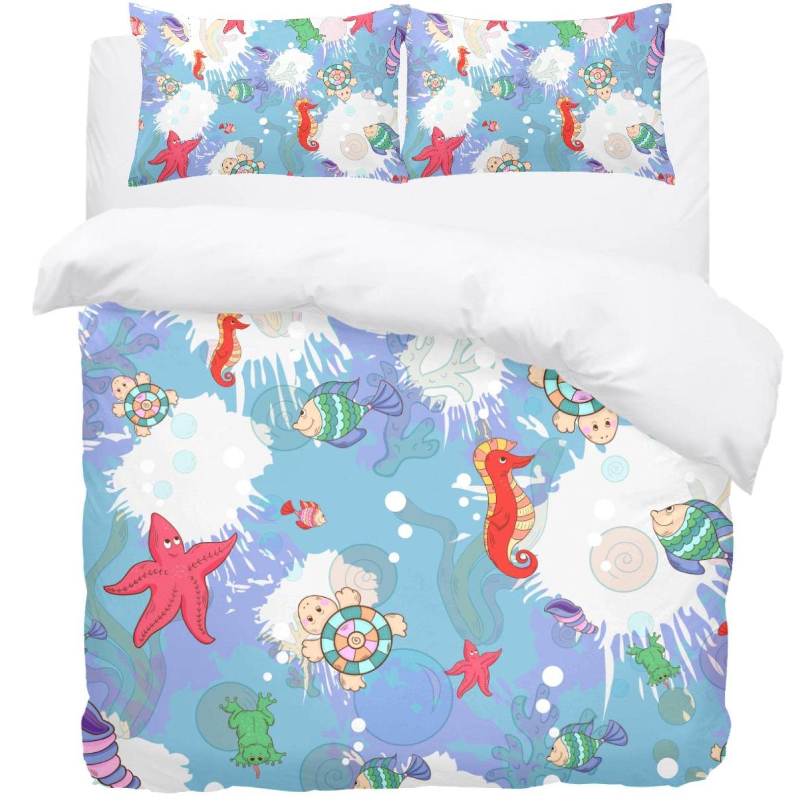 Housse de couette tortue pour lit double, parure légère et chaude style bord de mer