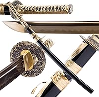 Vista 11 de Katana Sword, Handmade Samurai Sword 9260 Spring Steel - Plum Blossom Design, Full Tang & Clay Tempered - Ideal for Training, Practice, Collection &
