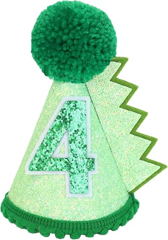 Dinosaur Birthday Hat Green Dino Theme Party Decoartion Favors for 1-5 Years Boys Girls Baby Shower