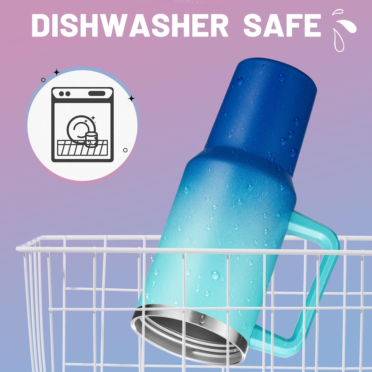 40 oz Tumbler with Handle, Straw and Spout 2-in-1 Lid, Spill Proof Travel Coffee Drink Mug, Stainless Steel Insulated thermal Cup Keep Cold-34H, Water Bottle with Straw Tips& Silicone Boot - Image 8