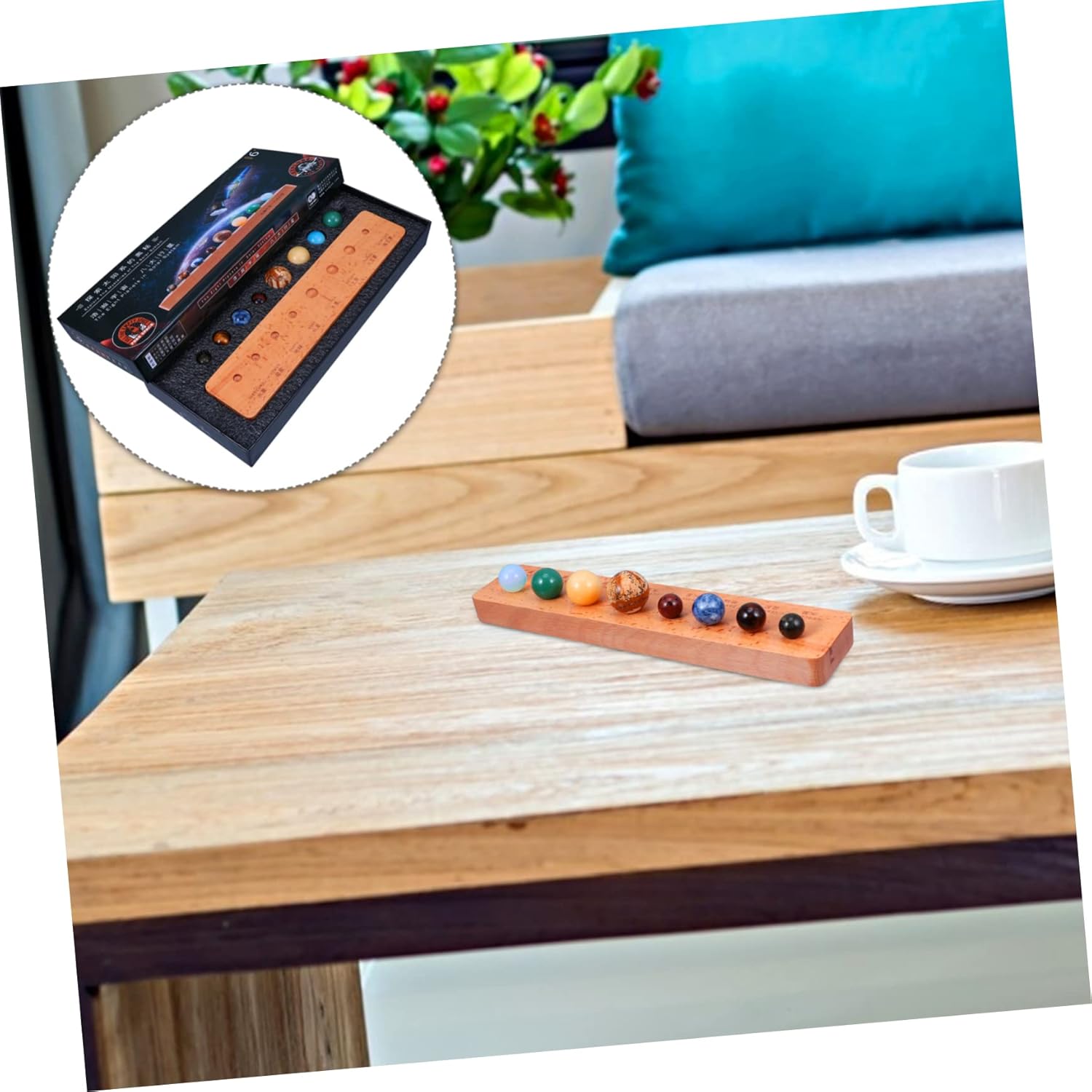 PRETYZOOM Natural Crystal Gemstone Rock Specimen Solar System Planets Adornment for Tabletop