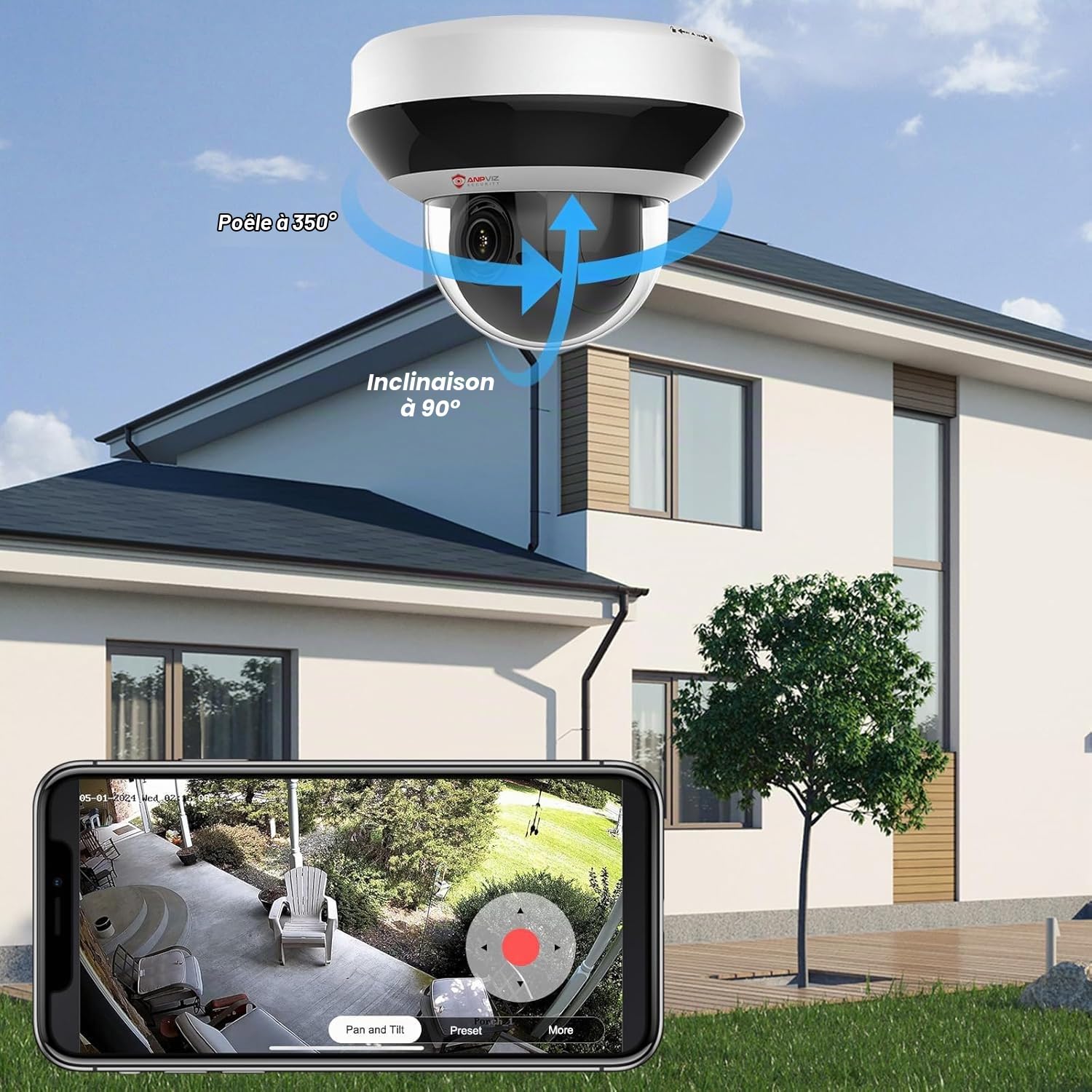Anpviz 4MP PTZ IP Caméra de Sécurité Extérieur PoE, Zoom Optique 4X