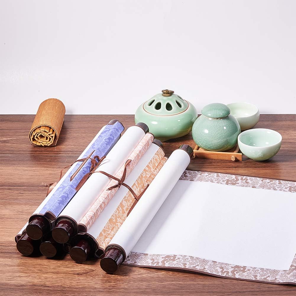 WANDIC Blank Hanging Scroll, 6 Pcs Blank Painting Scrolls Calligraphy Wall Mounting Scrolls Chinese Paper Scrolls for Art Painting Calligraphy Writing