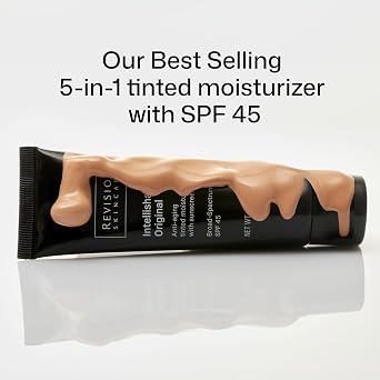 Revision Skincare Intellishade Original SPF 45 Tinted Face Sunscreen | Tinted sunscreen with SPF 45, Vitamin C, and peptides that protects from UVA/UVB, hydrates, brightens, and smooths skin.