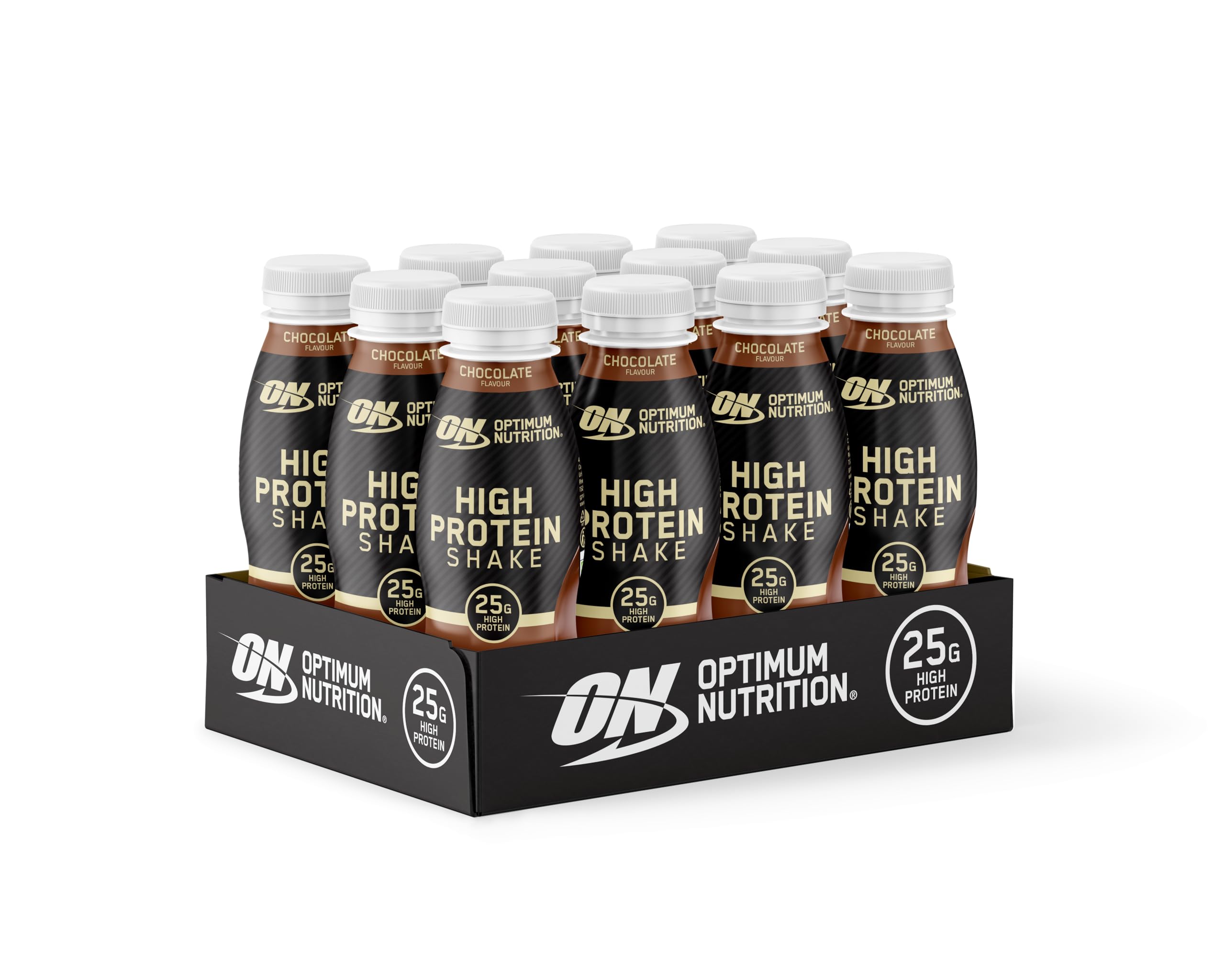 Optimum Nutrition High Protein Shake Bottles, Ready to Drink Post Workout Snack, Low Fat and No Added Sugar, Muscle Growth and Support, Chocolate, 12x330ml Packaging May Vary