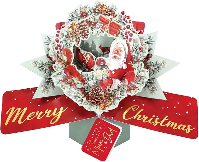 Mum & Dad Christmas Card 3D Santa Claus Pop Up Christmas Card Xmas Cards POP069X22