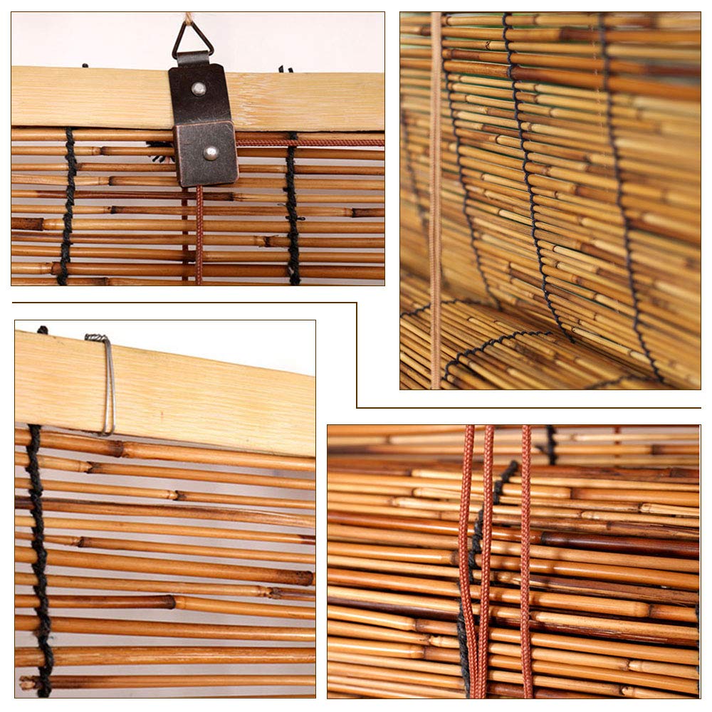 Tenda a bastoncino naturale, in bambù, per finestre, interni/esterni, antipolvere, parasole, isolamento termico, facile da installare, 64 x 180 cm