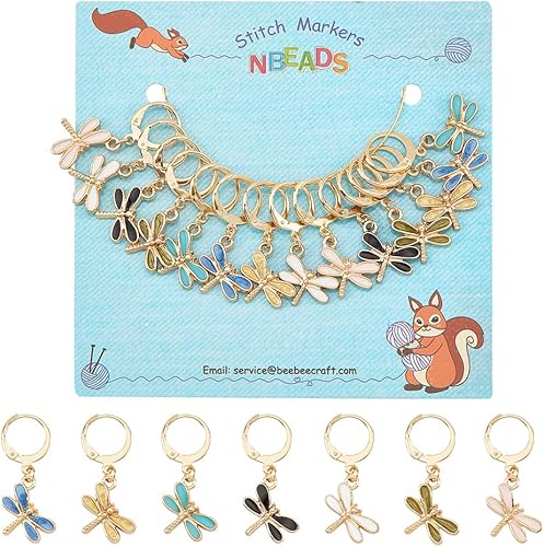 Miniatura 30 de NBEADS 24 piezas de marcadores de puntada de paraguas de gato, dijes de marcadores de punto de crochet de aleación de esmalte, alfileres de falda