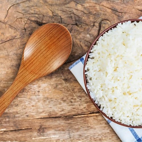 Miniatura 8 de Juego de 4 cucharas de madera de 9 pulgadas para cocinar, servir ensalada, remover sopa, arroz, resistencia al calor antiadherente, fácil de usar