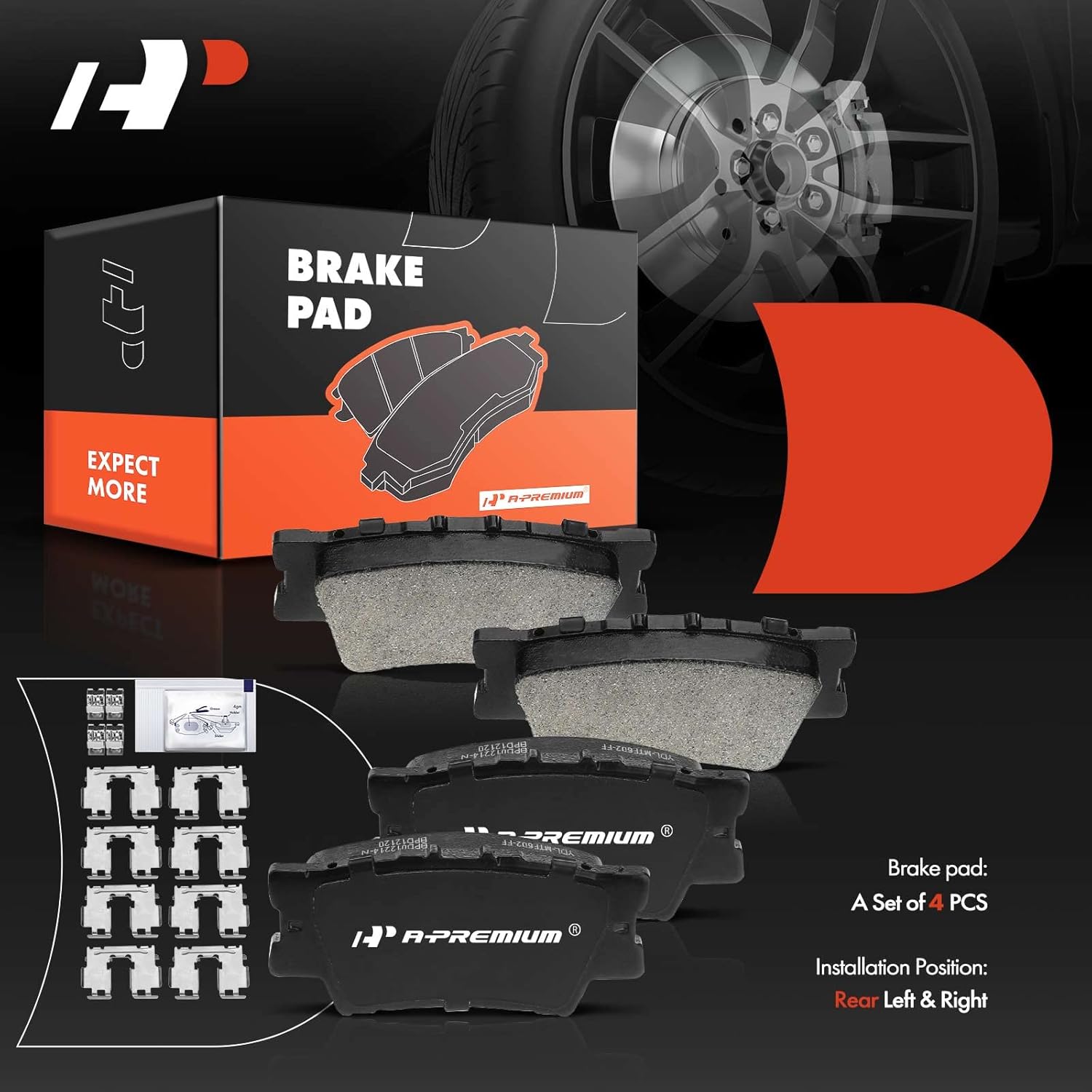 A-Premium Rear Disc Brake Calipers with Ceramic Pads Compatible with Toyota RAV4 2006 2007 2008 2009 2010 2011 2012 6-PC Set