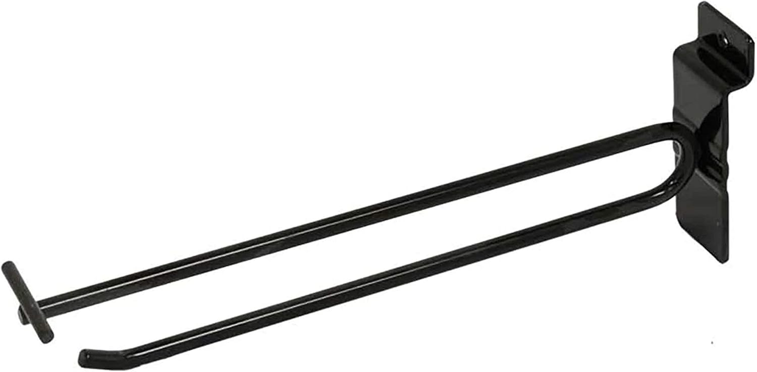 VICTORY DISPLAY & STORE FIXTURE MFG 8 Long Slatwall Flip Top Heavy-Duty Hook Displays Price Tag on Top and Product/Merchandise below (Quantity 100) (100, Black)