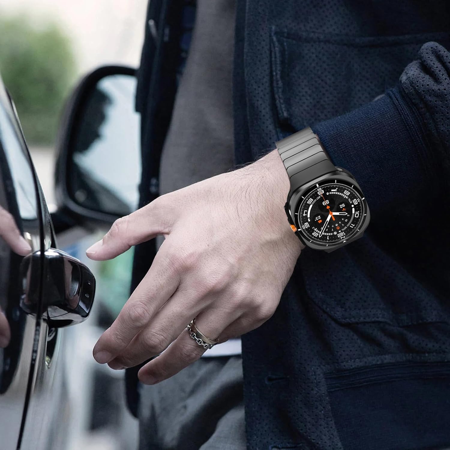 WINGLE for Galaxy Watch 8/8 Classic Band Samsung Galaxy Watch Ultra Bands 2025/2024 47mm 46mm 44mm 40mm Men Rugged Metal Stainless Steel 24mm Wide Classy Casual Business Bands Butterfly Folding Clasp
