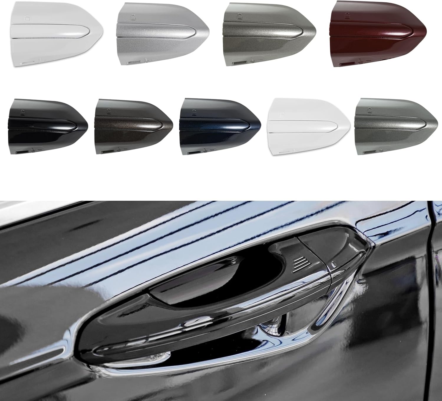 Car Front Left Exterior Door Handle Lock Cover fits for Ford Fusion 2013 2014 2015 2016 2017 2018 2019 2020 DS7Z 54218A15-DC Door Handle Lock Bezel Cover Cap Black
