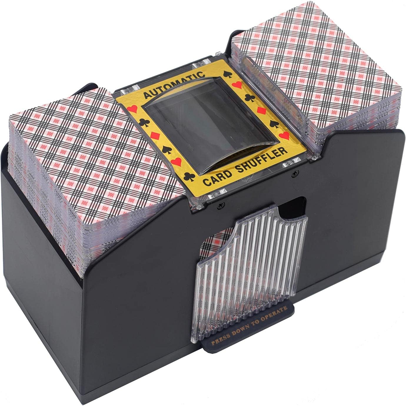 Bemecato Card Shuffler 2/4/6 Deck, Automatic Electric Playing Card Shuffler, Battery Operated Poker UNO Shuffling Machine, for Family Party Games