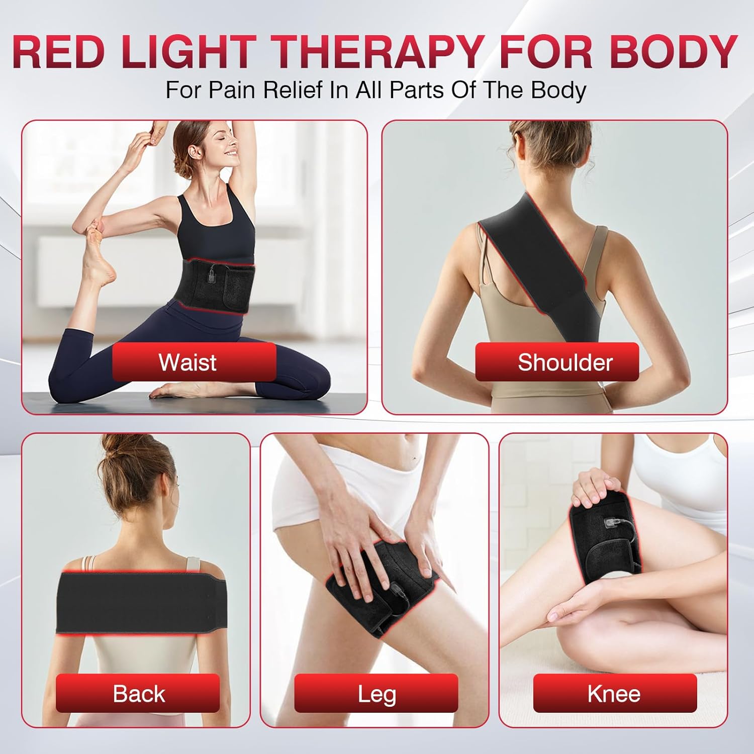 Red Light Therapy Wrap for Body, Near-Infrared Red Light Therapy Belt with Vibration & Pulse, Near-Infrared Heating Pad Device for Back Shoulder Waist Muscle at Home Travel Office (1)