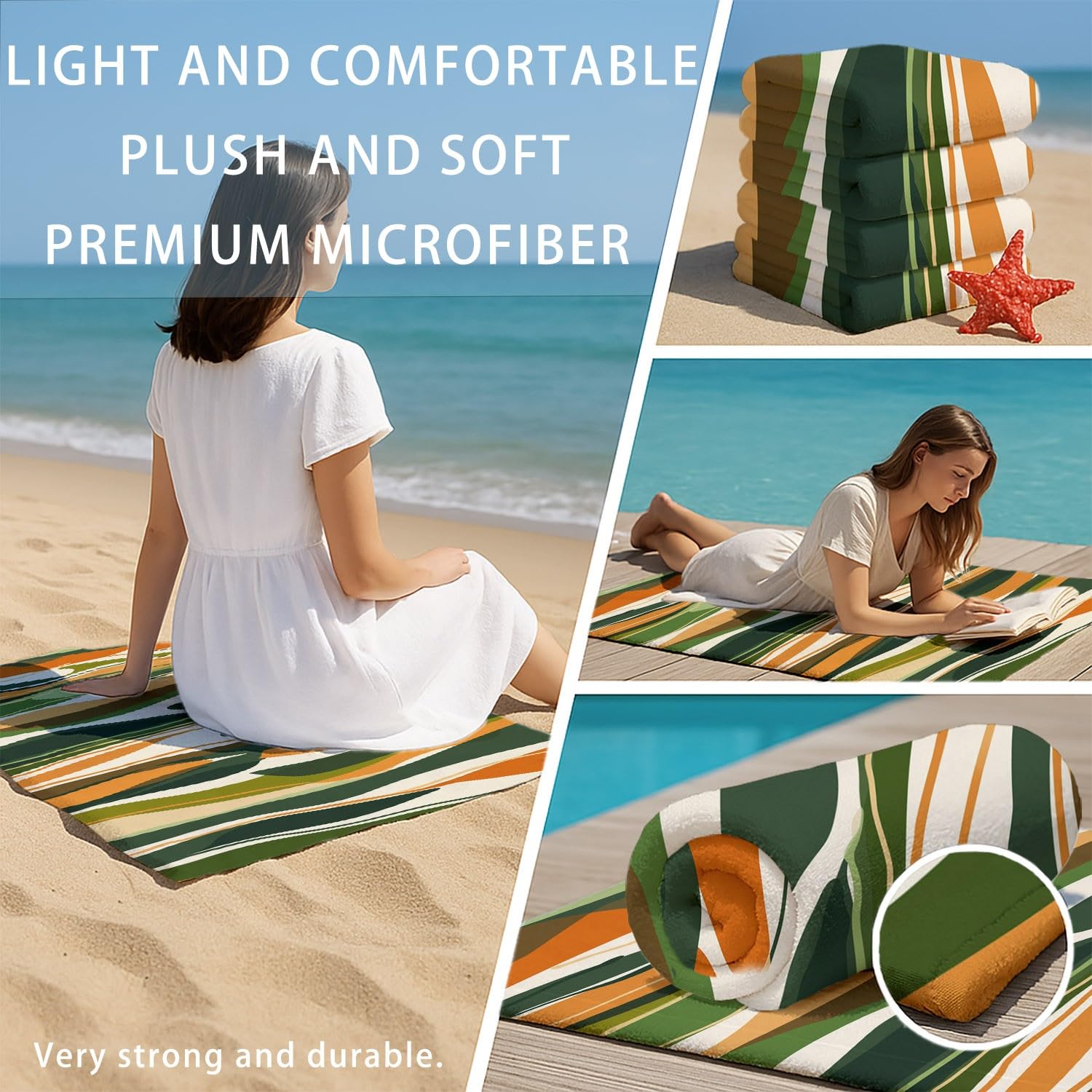 Générique Serviette de Plage Microfibre 230 x 210 CM,Drap de Plage Libre, Luxe, Frais, Couverture de Plage Absorbante,Couverture de Bain Plumes Bleues & Blanches, Animaux