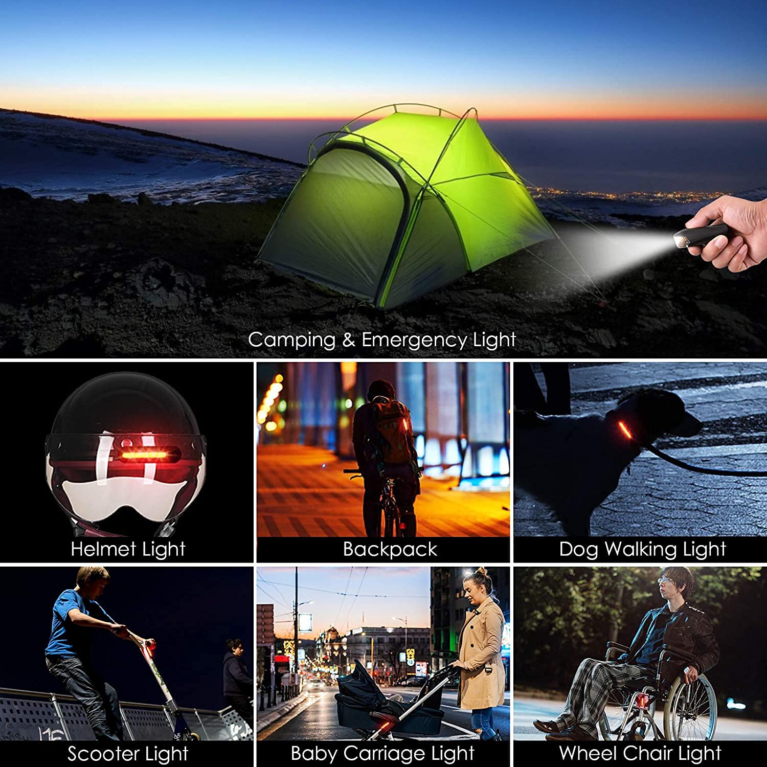 Le luci del manubrio Set a LED della Bike Light, LED Lampi for bicicletta USB ricaricabile, faro anteriore impermeabile e set posteriore posteriore, super luminoso lampada da bici 1200mAh batteria agl
