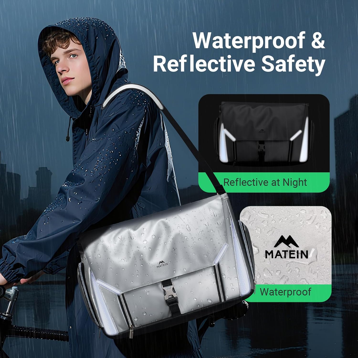 MATEIN Messenger Bag with Lunch Compartment, Large 17 inch Gaming Laptop Bag Crossbody Satchel with USB Port & Cooler, Waterproof Computer Briefcase Shoulder for College Commuting Work - Image 6