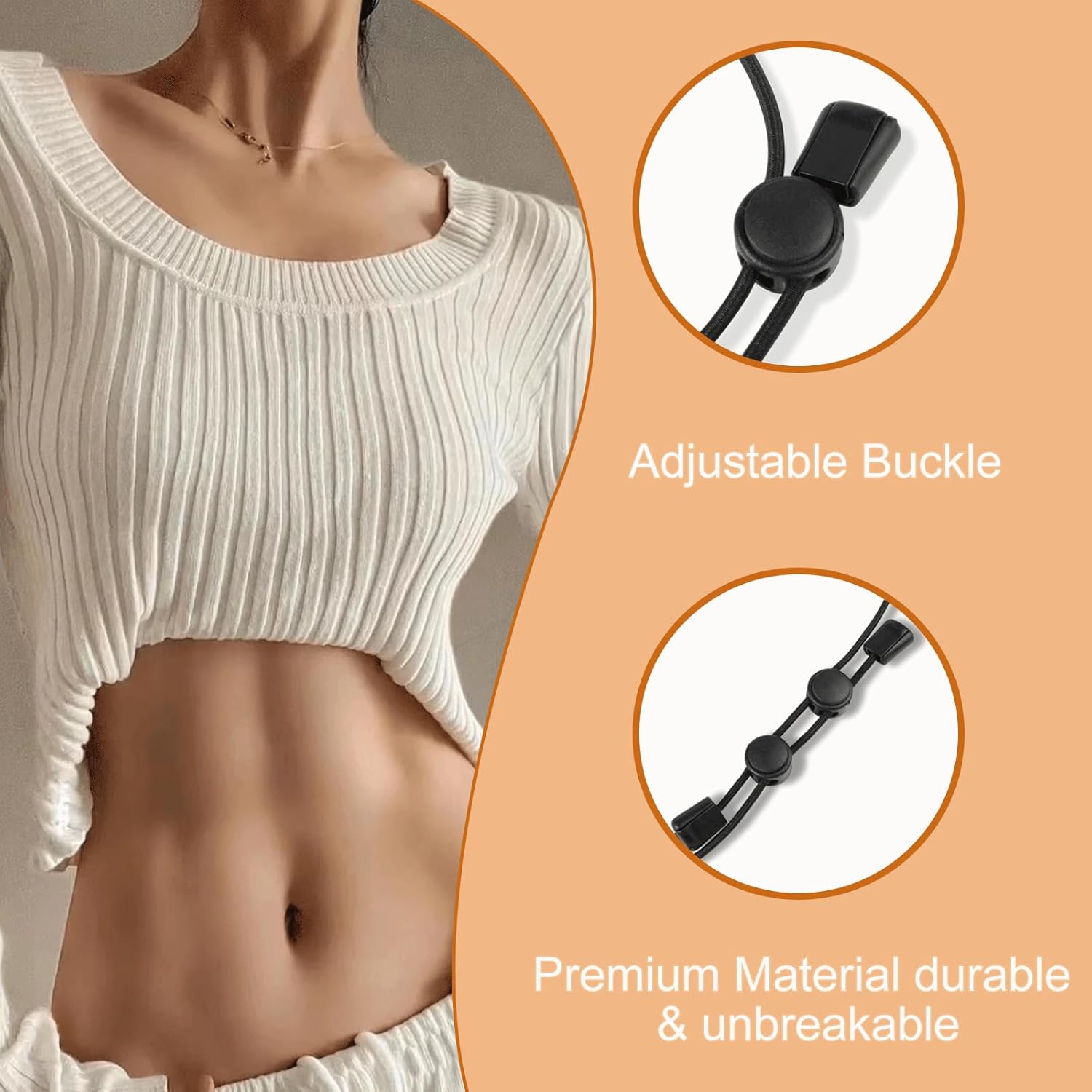 [2Pcs Shirt Tuck Band Women, Adjustable Crop Bands for Sweater and Shirts, Elastic Stretch Belt for Change Style of Top Clothes - Image 5