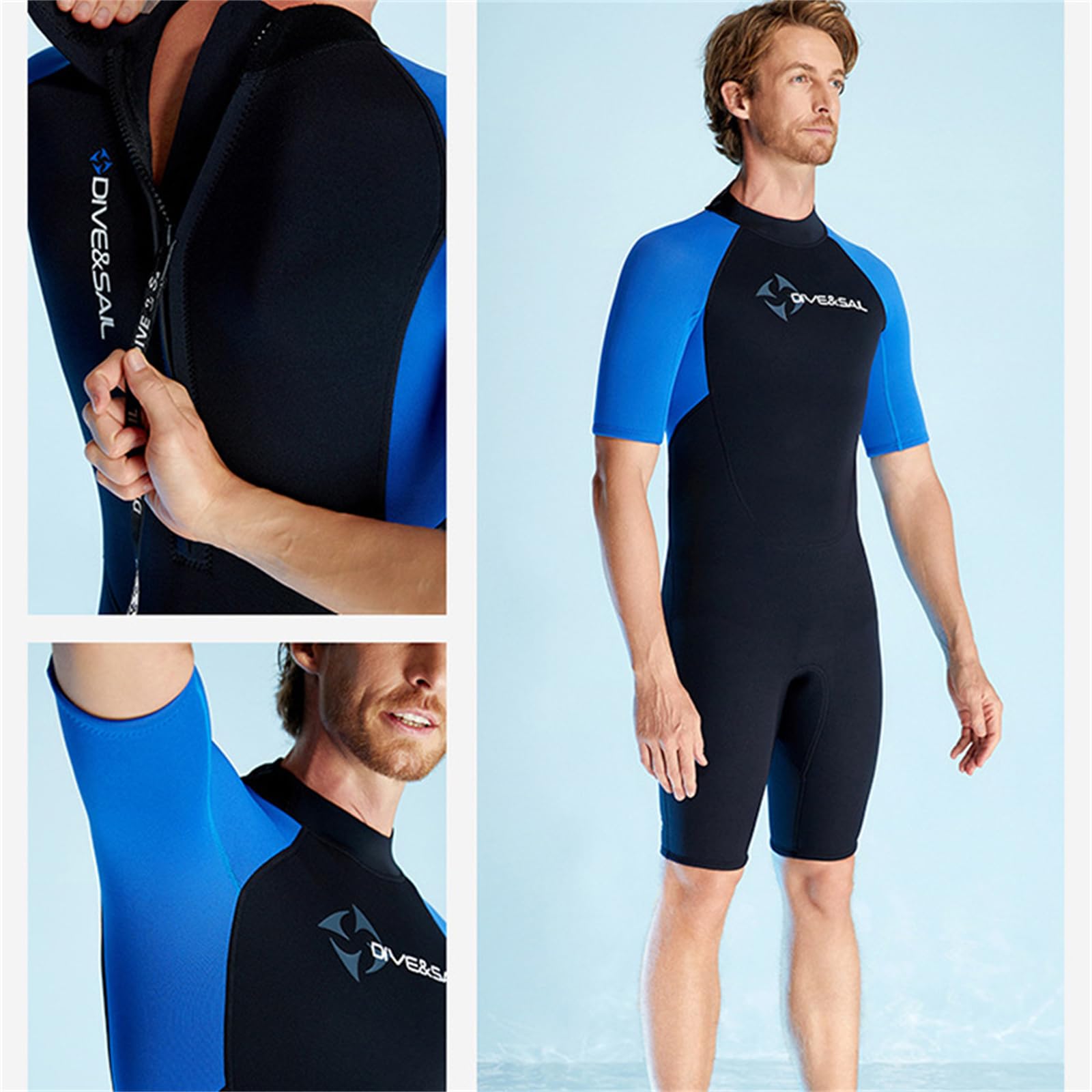 BEIAKE Man Shorty Wetsuit 1.5 Mm Ultra Stretch Neoprene for Snorkelling, Swimming and Water Sports & Lightweight