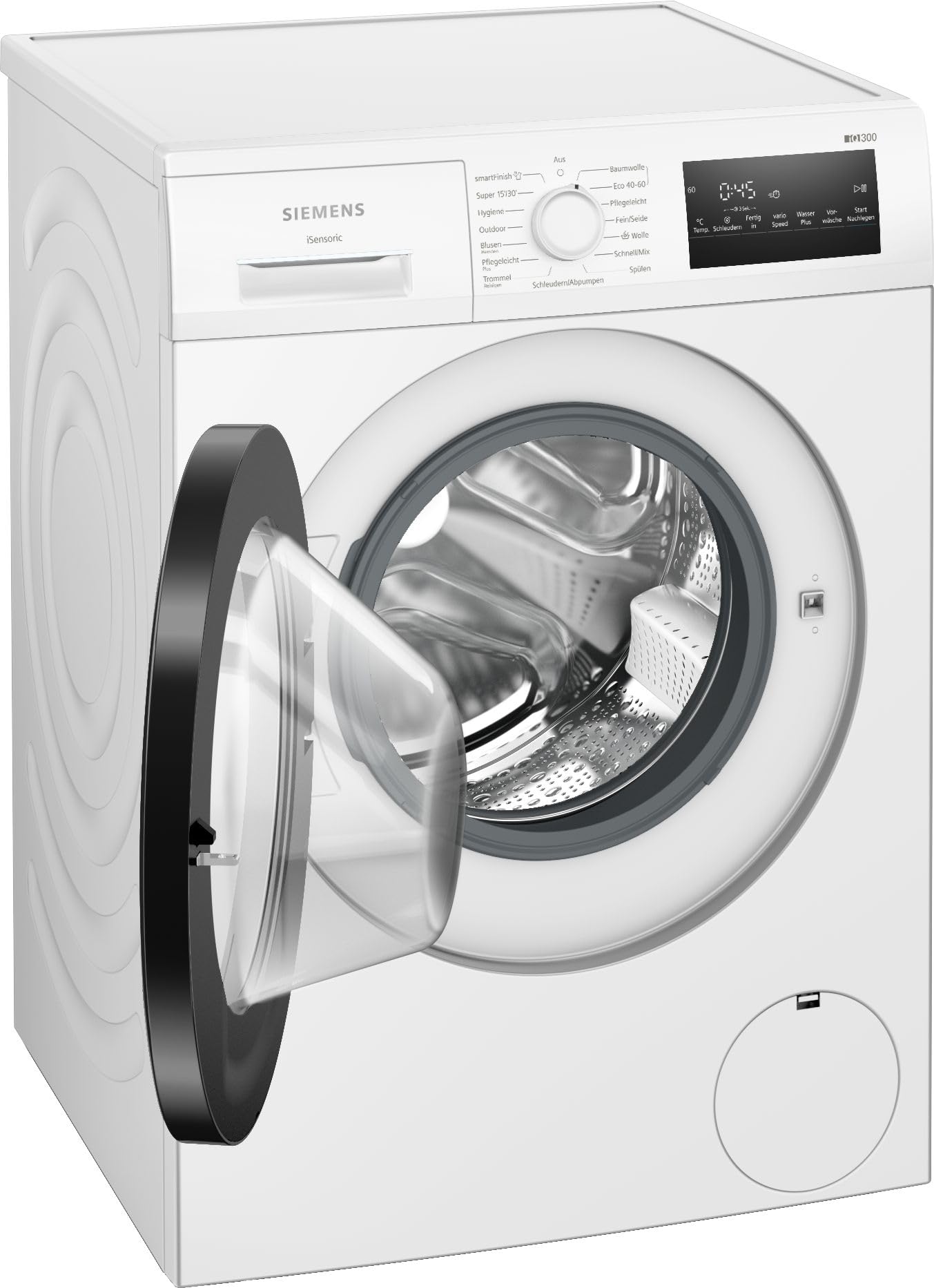 Siemens WM14N225 Waschmaschine iQ300, Frontlader mit 8kg Fassungsvermögen, 1400 UpM, speedPack L, smartFinish, Outdoor-Programm, LED-Display, Weiß, 60cm