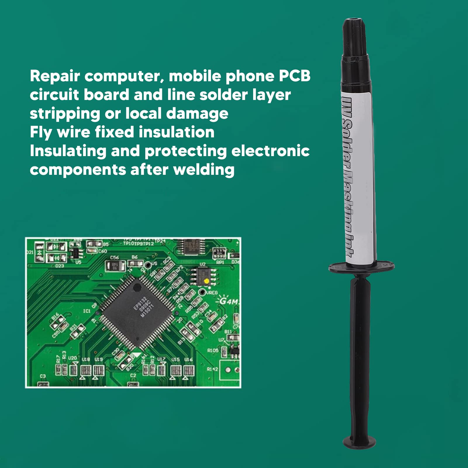 Curable Soldering Paint BGA PCB Solder Resist Welding Flux Set, Insulating Welding Mask Ink for Electrical Soldering (Black Oil)