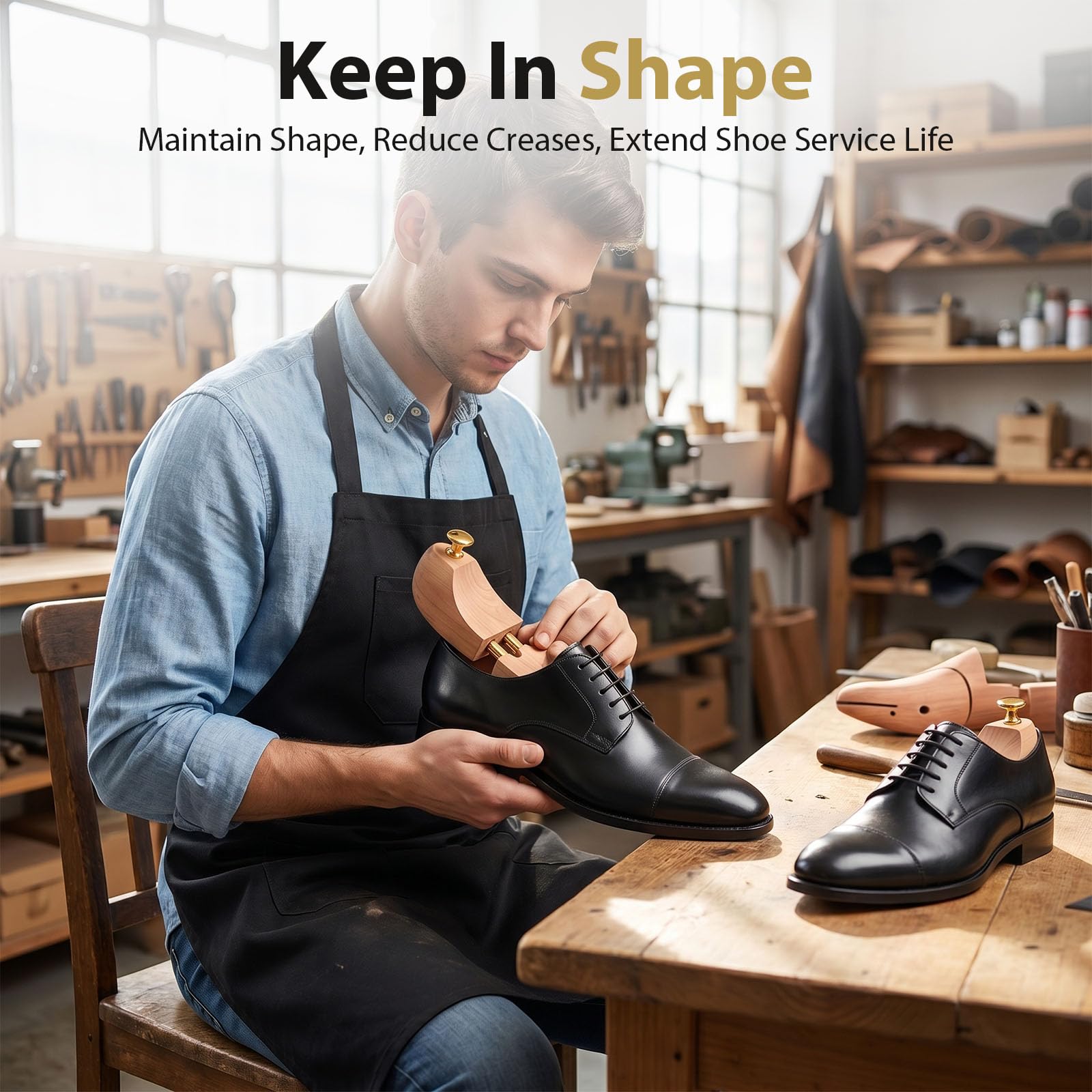 Horma de Zapatos de Madera de Pino para Hombre y Mujer, Moldeador y Ensanchador de Zapatos, Prolonga la Vida Útil y Mantiene la Forma, Diseño Elegante, 1 Par de Hormas de Alta Calidad