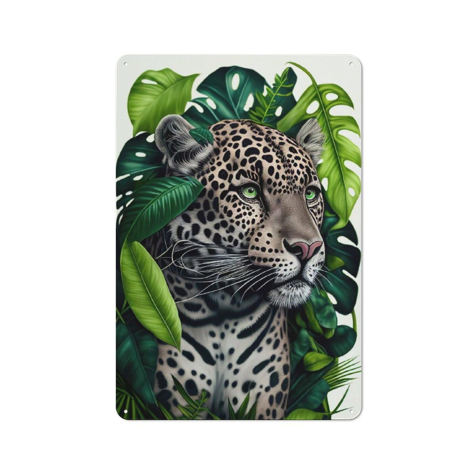 Game Room Jaguar Face Jungle Animal Tin Wall Sign, Wall Decor for Office, Study, Game Room Or Hobby Space, 30x20cm