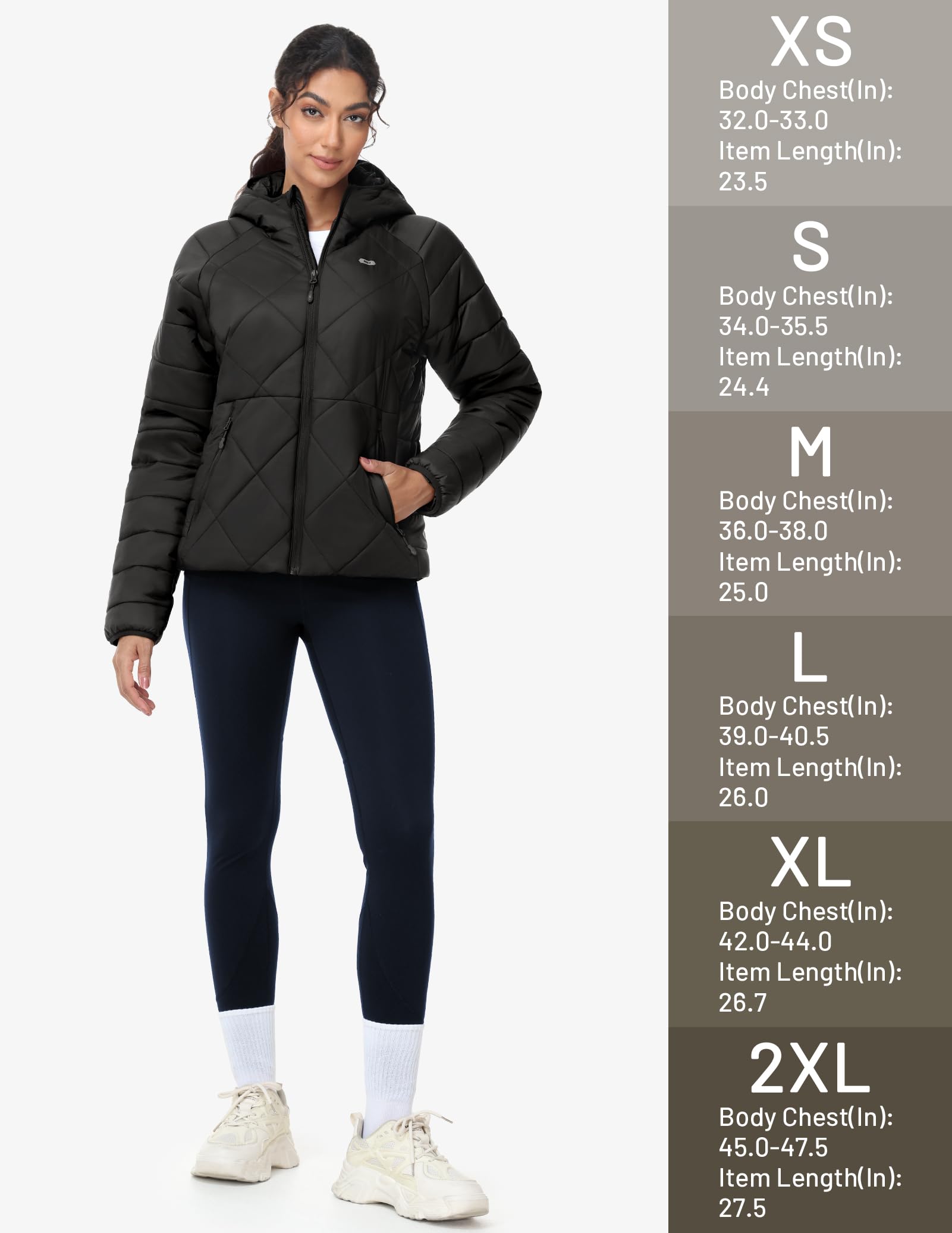 MIER Frauen Leichtgewicht Puffer Jacke Packbar gepolsterte Mäntel mit Kapuze und Taschen Warme Winter gepolsterte Jacken, wasserdicht