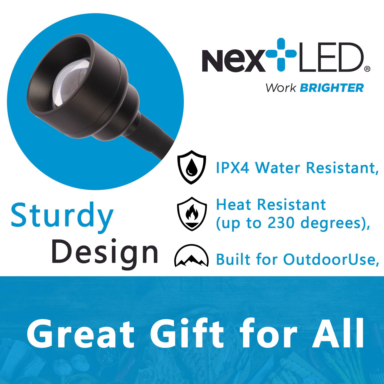 NextLED Luz definitiva para parrilla de barbacoa, cuello flexible de 24 pulgadas con una fuerte base magnética, diseño innovador que proporciona una luz cálida y uniforme con ajuste de brillo