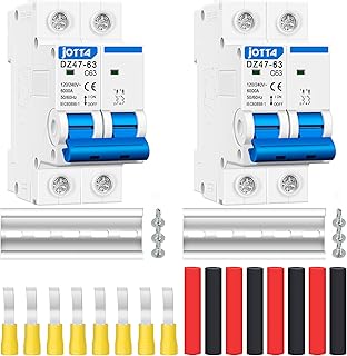 JOTTA AC Miniature Circuit Breaker Low Voltage 63A 2 Poles 120/240V 50/60Hz DIN Rail Installation (63A 2PCS)
