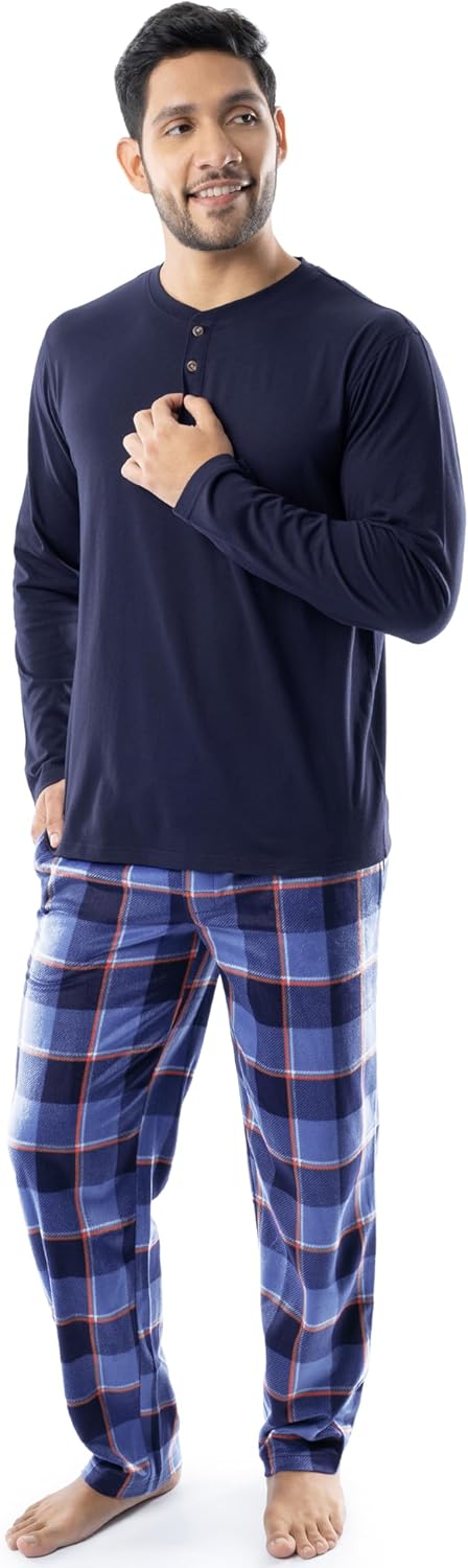 IZOD mens Long Sleeve Jersey Top and Fleece Pants Sleep Pajama Set - Image 7