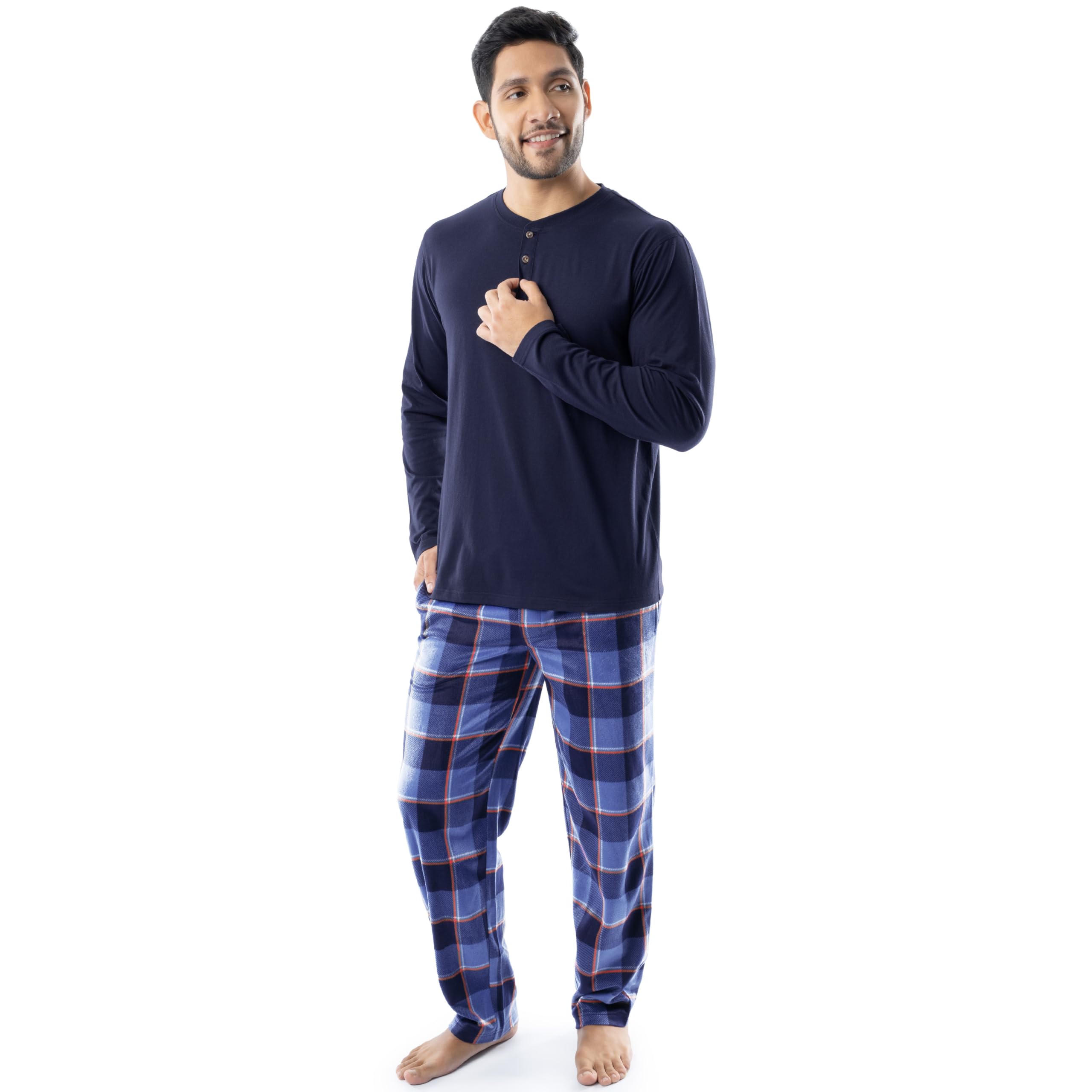 Izod Long Sleeve Jersey Top and Fleece Pants Sleep Pajama Set Juego de Pijama Hombre