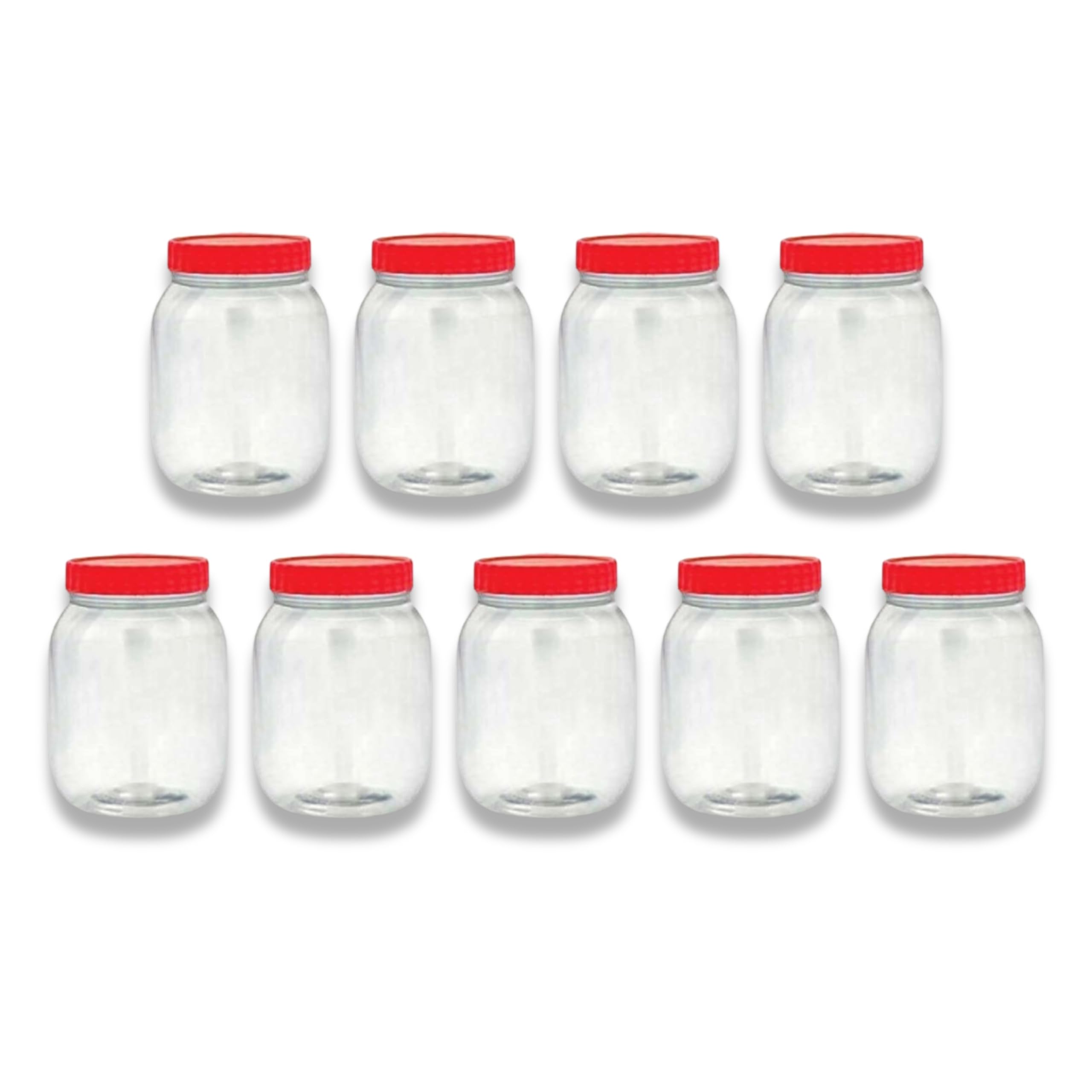 QUANTA Plastic Jars with Lids – Clear Storage Containers – Airtight, Stackable, BPA-Free Container Jar for Spices, Sweets, Crafts, Dog Treats – Reusable & Durable (9, Clear/Transparent, 750ml)