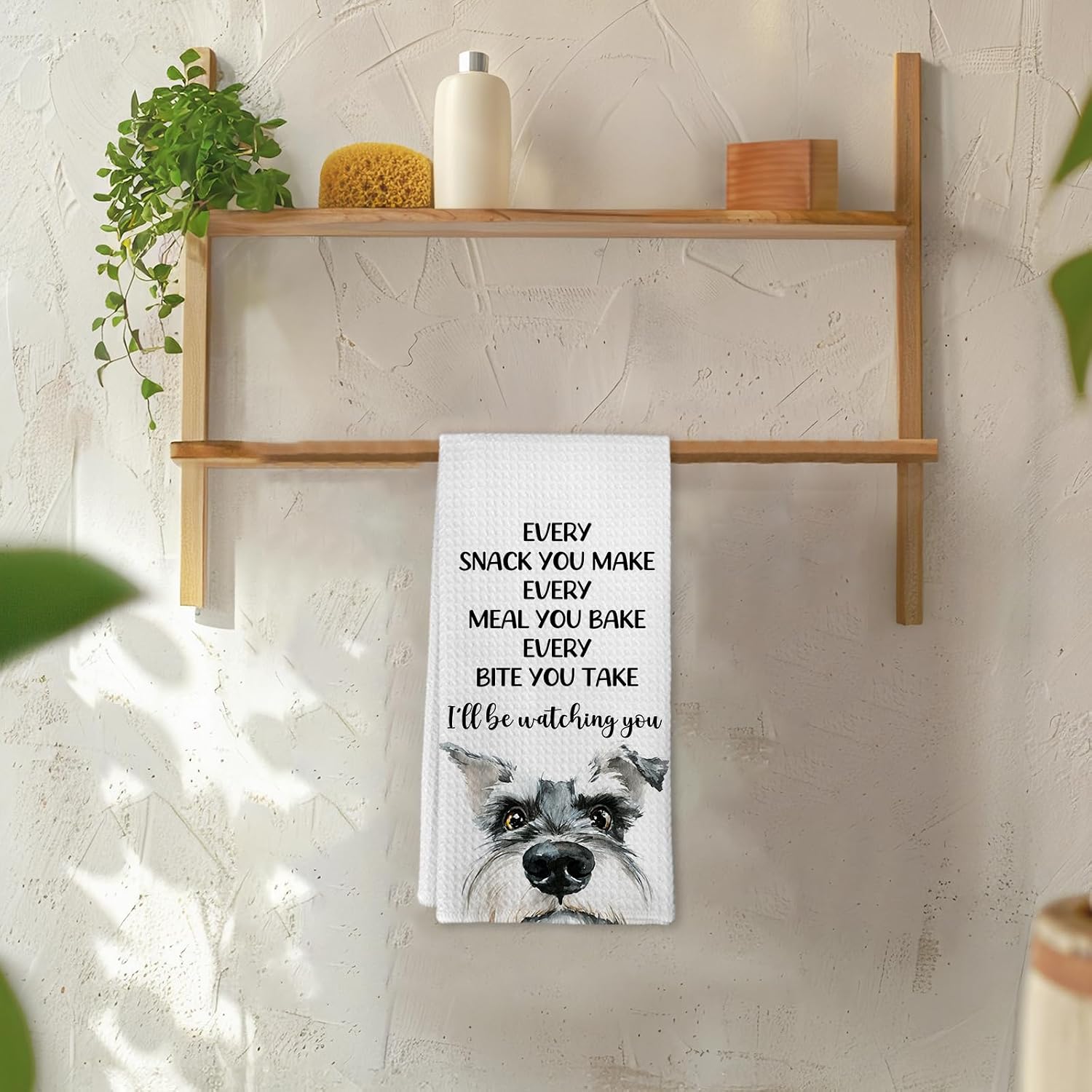 Funny Mini Miniature Schnauzer Dog Decorative Kitchen Towels Gifts for Women Men Kids, Schnauzer Dog Hand Tea Towels Ornaments for Kitchen Decor, Every Meal You Bake Dish Towel, 16x24 In image 5