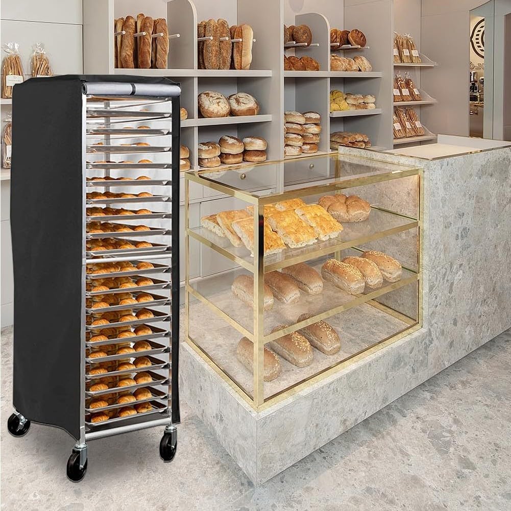 Brötchenregal Abdeckung 420D, wasser- und staubabweisend für gewerbliche Bäckereien, Pfanne, Brotwagen, strapazierfähig, Oxford-Schutz, Aufbewahrung, Transportschutz